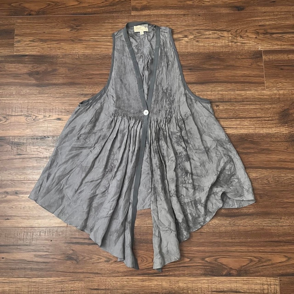 Elizabeth & James Womens L Draped Silk Vest Boho Dark Academia Artsy Whimsygoth